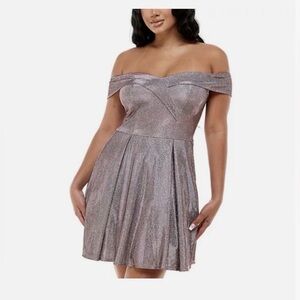 Off-Shoulder Glitter Sparkle Dress by B. SMART